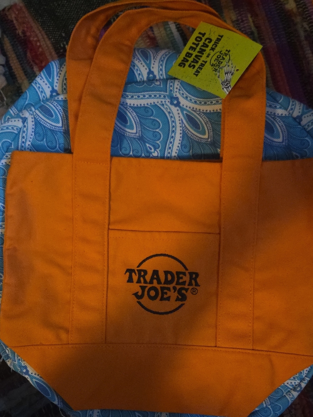 Trader Joe's Orange Canvas Mini Tote Bag
